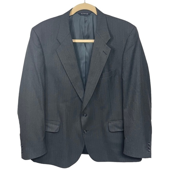 Burberry Vintage Gray Pinstripe Wool Blazer 48 R